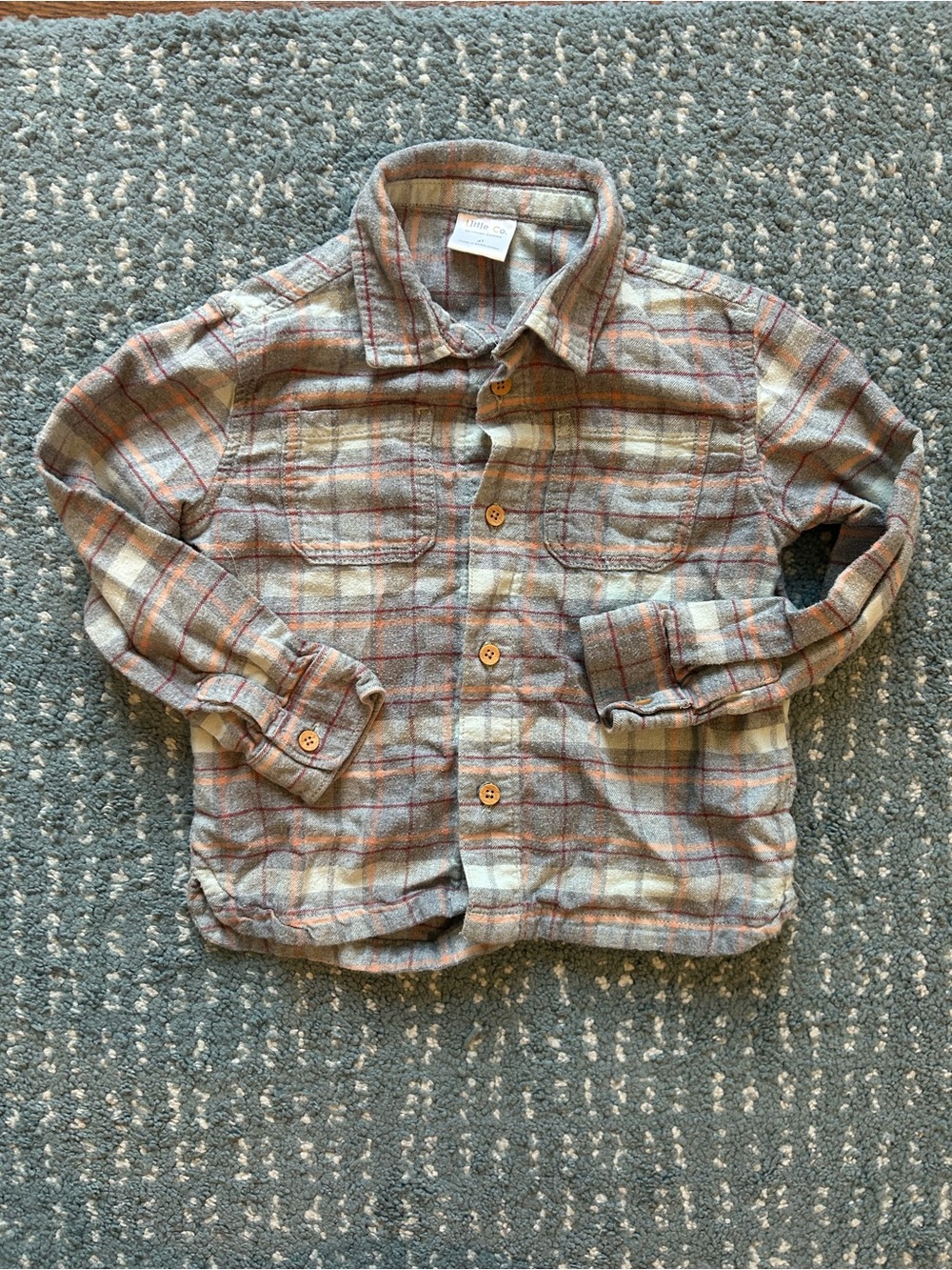 Kids Plaid Button-Down Shirt Jacket - Neutral Plaid